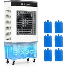 VCJ 2800CFM Evaporative Air Cooler, 8.6 Gal 3 IN 1 Windowless Portable Swamp Cooler Air Conditioner,120 Oscillation, 3 Speeds, 12H Timer, 6 Ice Packs, Air Cooling Fan for Bedroom Room Office Garage