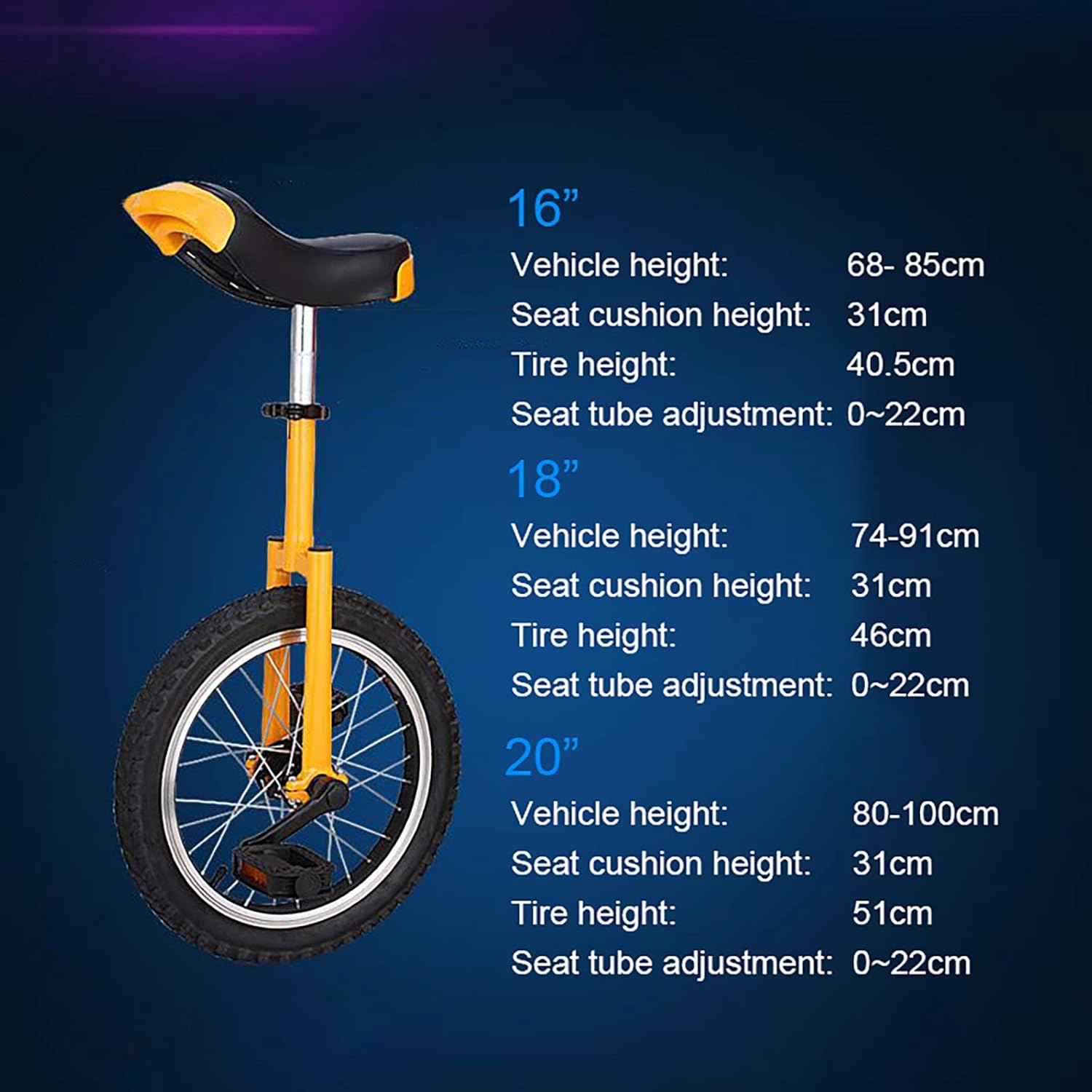 QWEASDF Unicycle, Adjustable Outdoor Unicycle with Alloy Rim, Balance Cycling Bikes Cycling Outdoor Sports Fitness Exercise 16",18",20",Green,18”