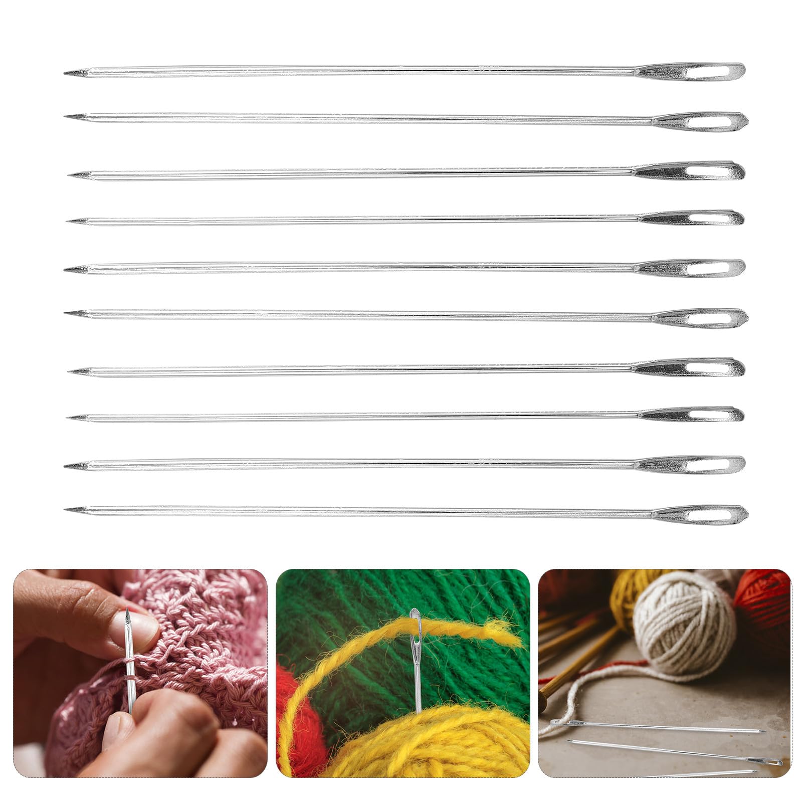SUPVOX Agujas de Zurcir Metálicas 15 Cm (100 Unidades) Ojo Grande para Coser, Suministros de Costura Resistentes al Desgaste para Tejer Suéteres, Gorros y Manualidades de Tapicería