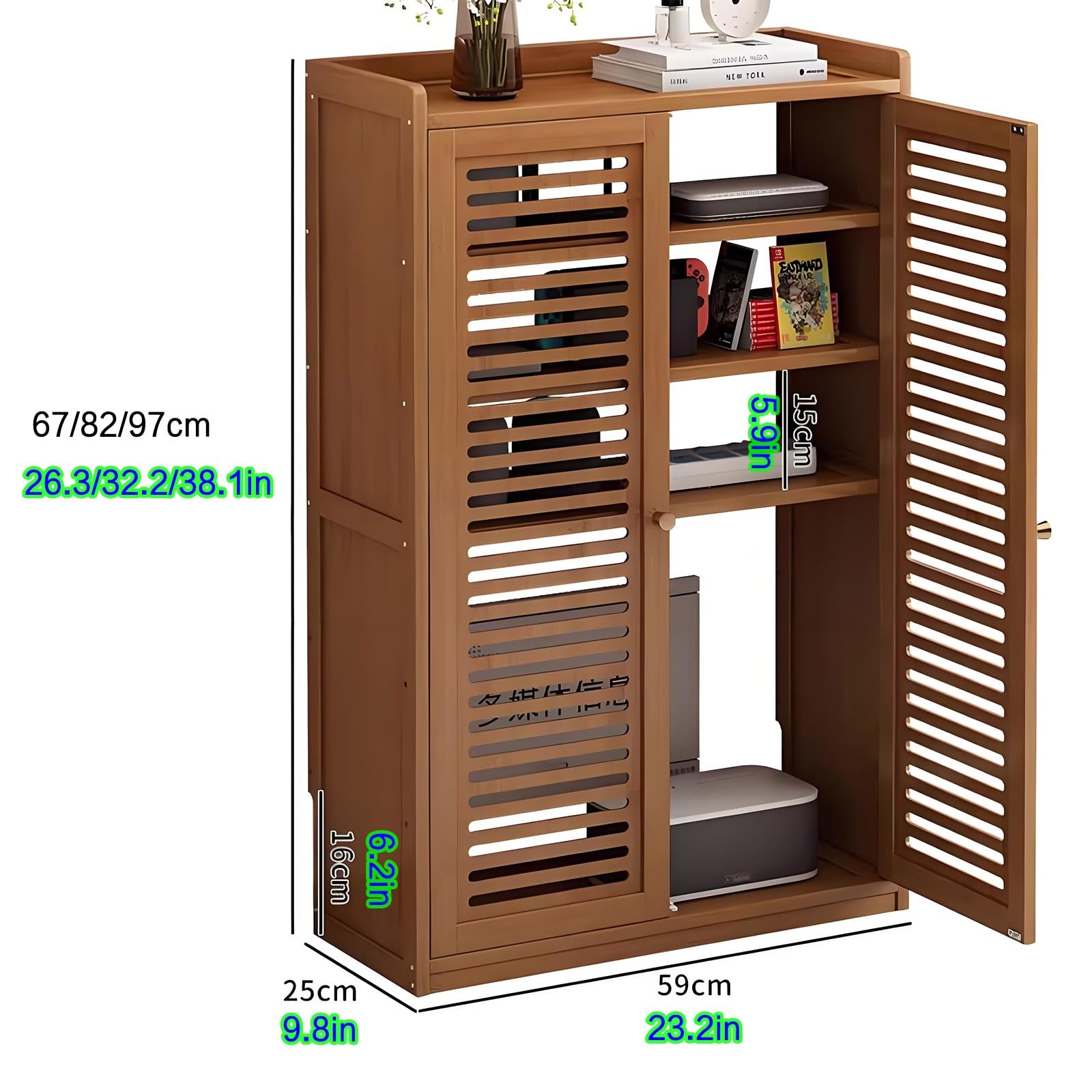 Moderner AV-Media-Ständer, Schrank, Audio-Video-Aufbewahrungsregal, Gaming-Stereo-Schrank, Holz, Media-Aufbewahrung, stilvolles Media-Center, schwarzer AV-Schrank (59 x 25 x 82 cm)