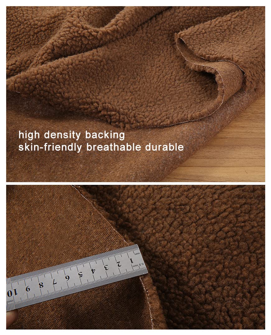 NAKAN Tessuto Pile Sherpa Finta Pelliccia 160x100 Cm | Marrone Chiaro | Morbido E Caldo Per Costumi E Fai Da Te