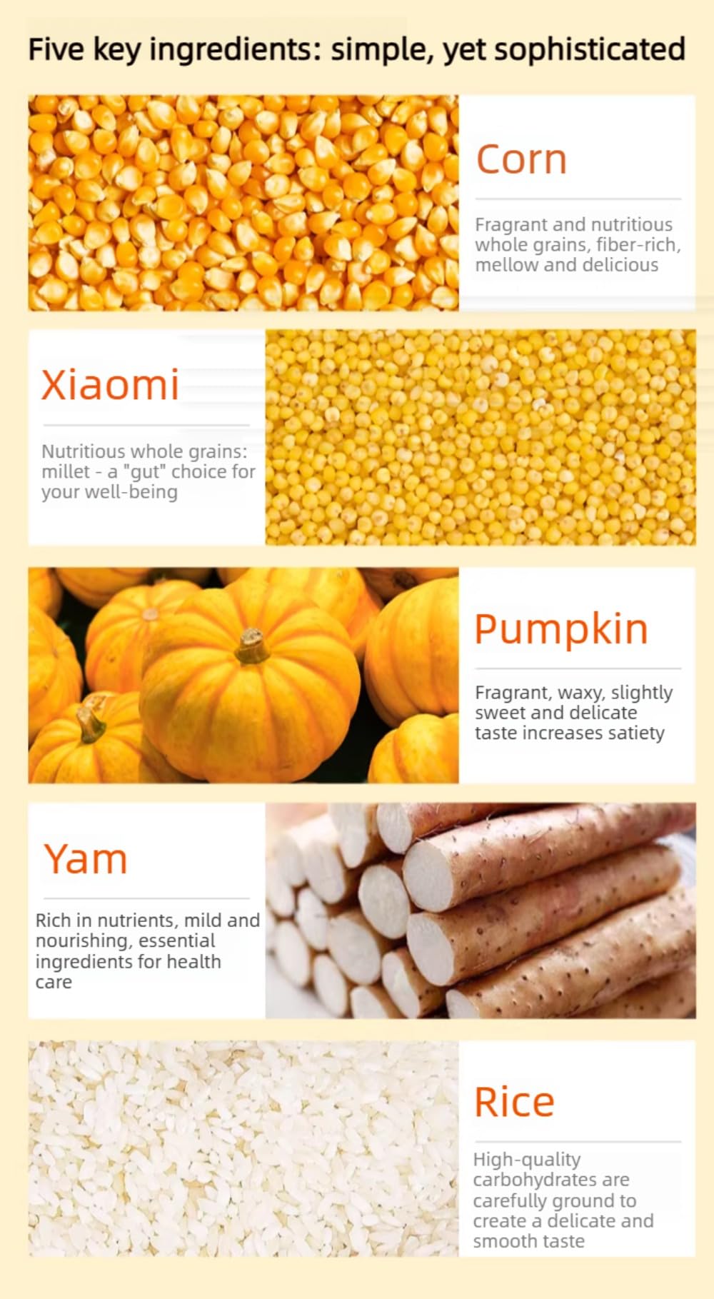 Yam Pumpkin Mijo en polvo, tarro de 500 g, bebida de desayuno de grano natural, pasta de arroz instantánea, fácil de preparar, suave y dulce, sin aditivos artificiales