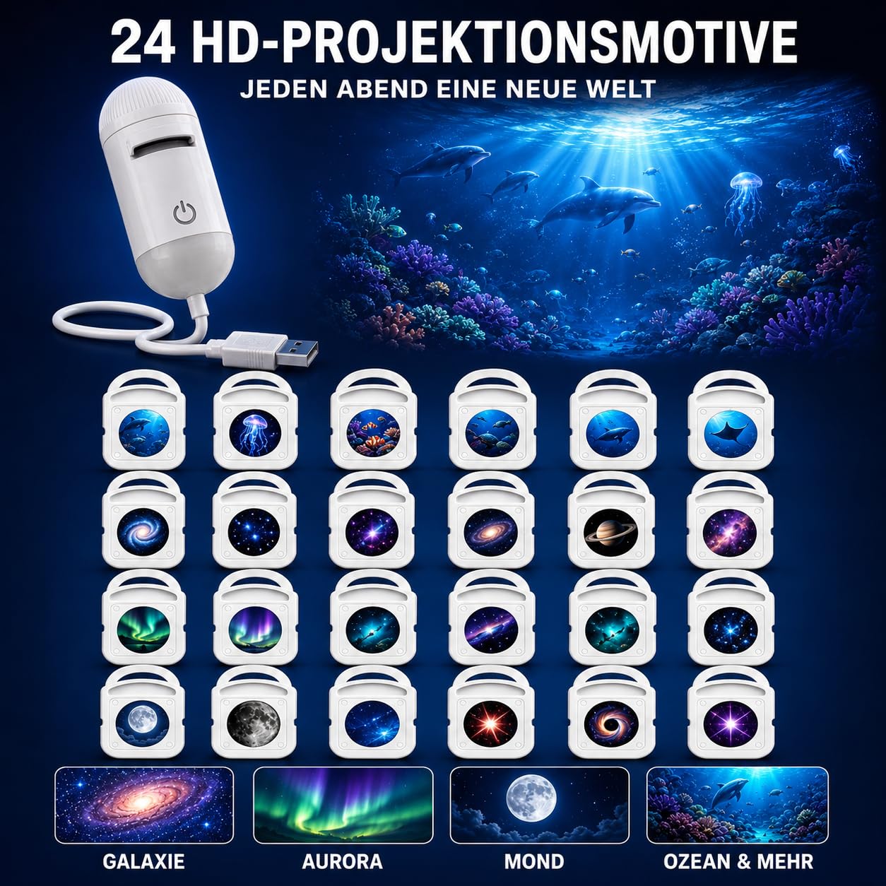 Inteligentny holograficzny projektor nocny-8