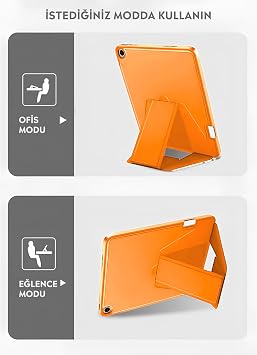 Babilden iPad Tablet İle Uyumlu Kılıf Lüks Kadife İç Kaplamalı Suni Deri Mıknatıslı Standlı Tablet Arka Kapak (Turuncu, iPad 9.Nesil 10.2 İnch)
