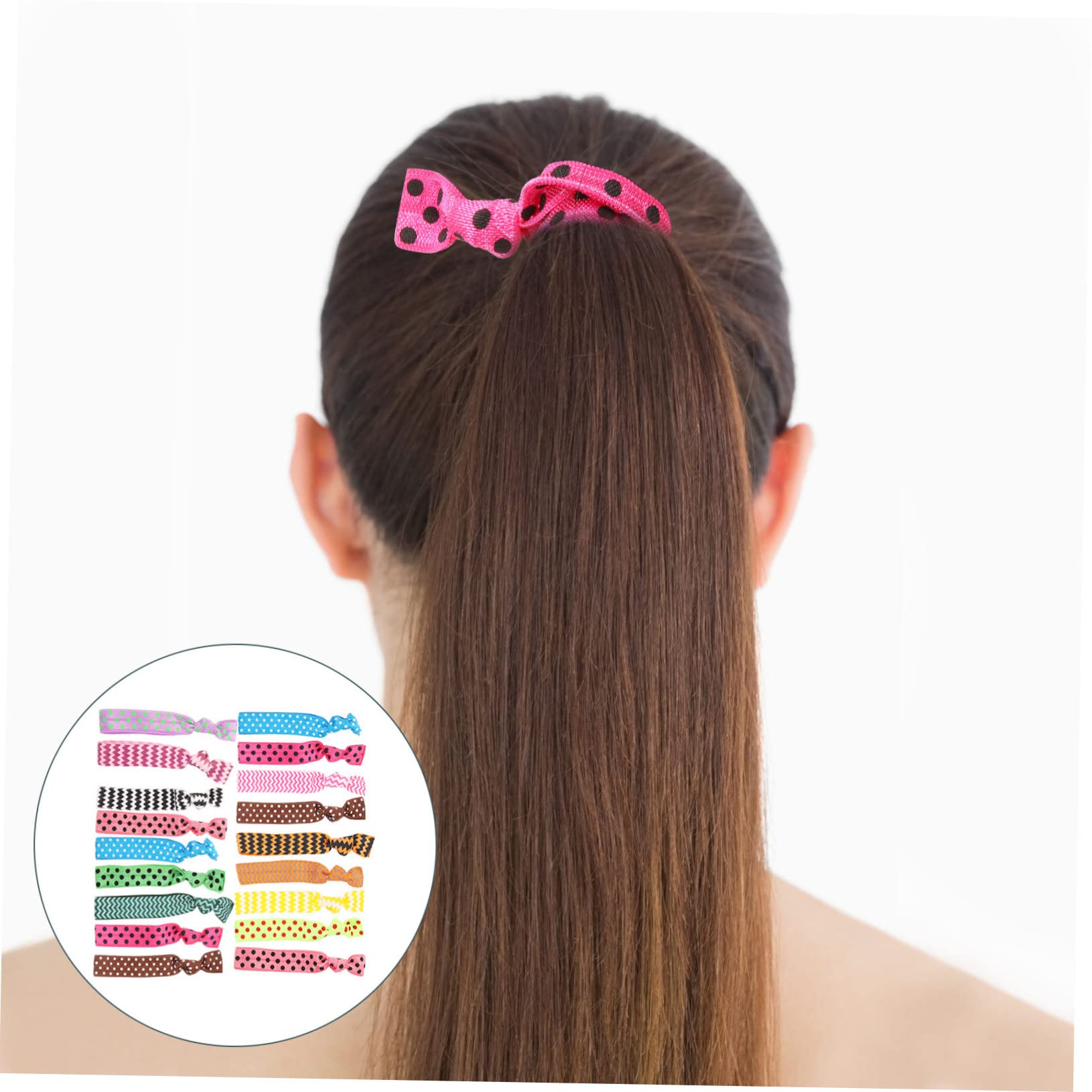 Ipetboom 20Pcs No Crease Ribbon Hair Ties for Women Elastic Knotted Hair Bands Bulk Stretchy Ropes for Ponytail Holders and Styling Accessories - Image 3