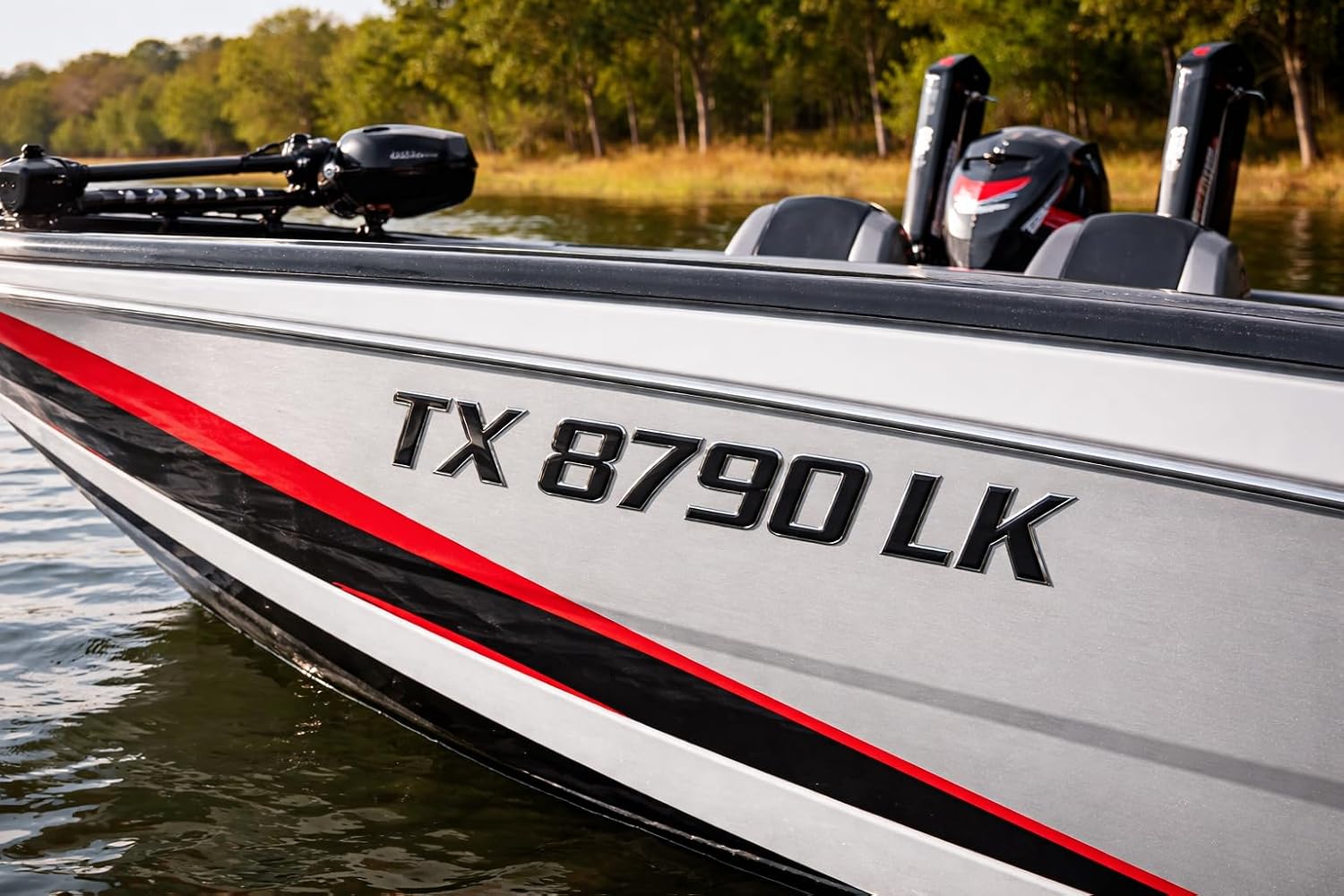 Domed 3D Boat Registration Numbers and Letters Sport Series (Black Center/Chrome, 16)