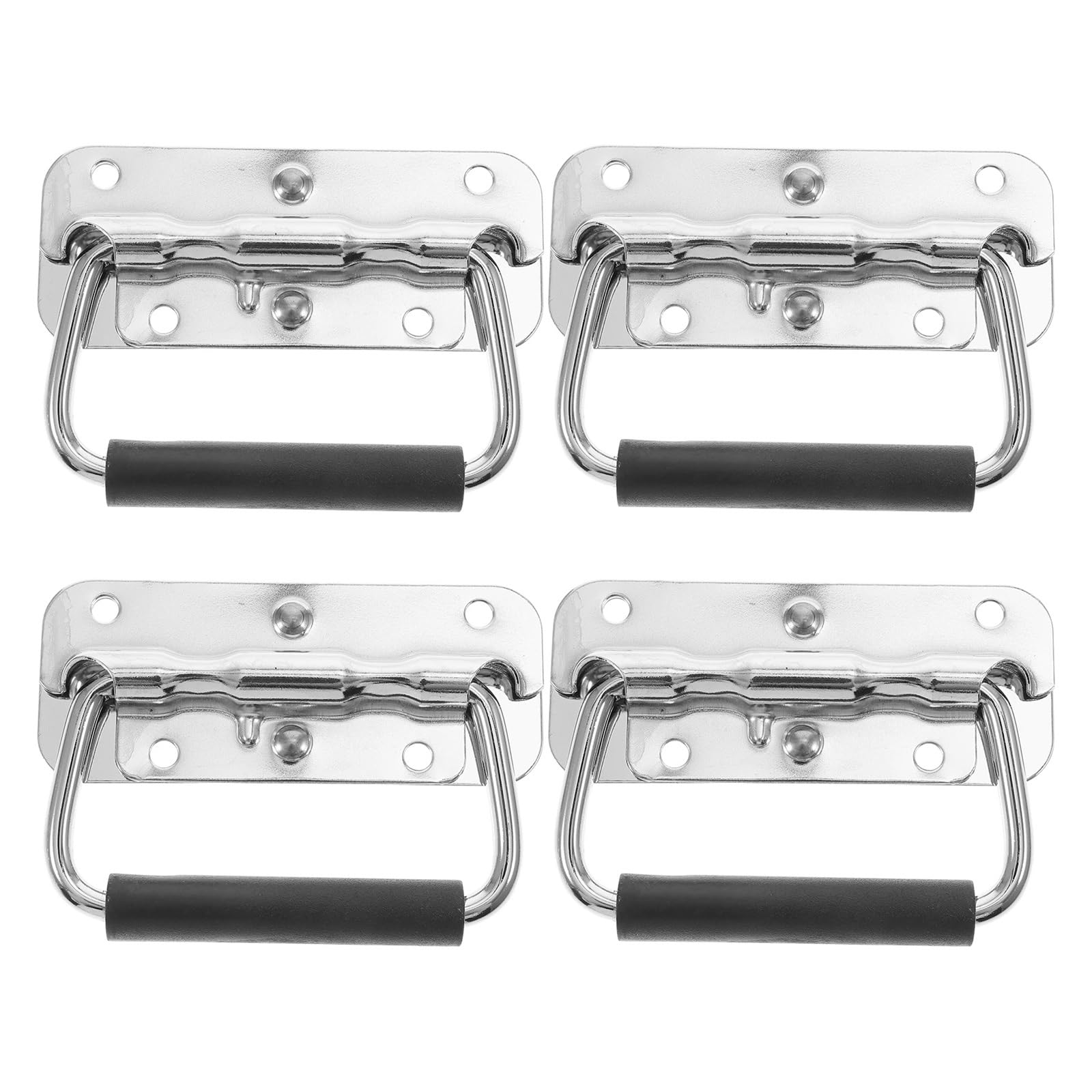 QCPLMKOJN Folding Spring Steel Handles, 4pcs Spring Loaded Surface Mount Handle Stainless Steel for Boat Tool Cabinet Multicolor(Silver)