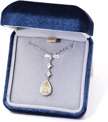 Miniatura 8 de TIANYU GEMS Collar con colgante de moissanita amarilla de 2 quilates para mujer plata de ley chapada en oro amarillo de 18 quilates elegante collar