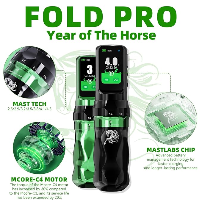 Kit Máquina Tatuar Rotativa Mast Fold Pro Year of the Horse miniatura 2