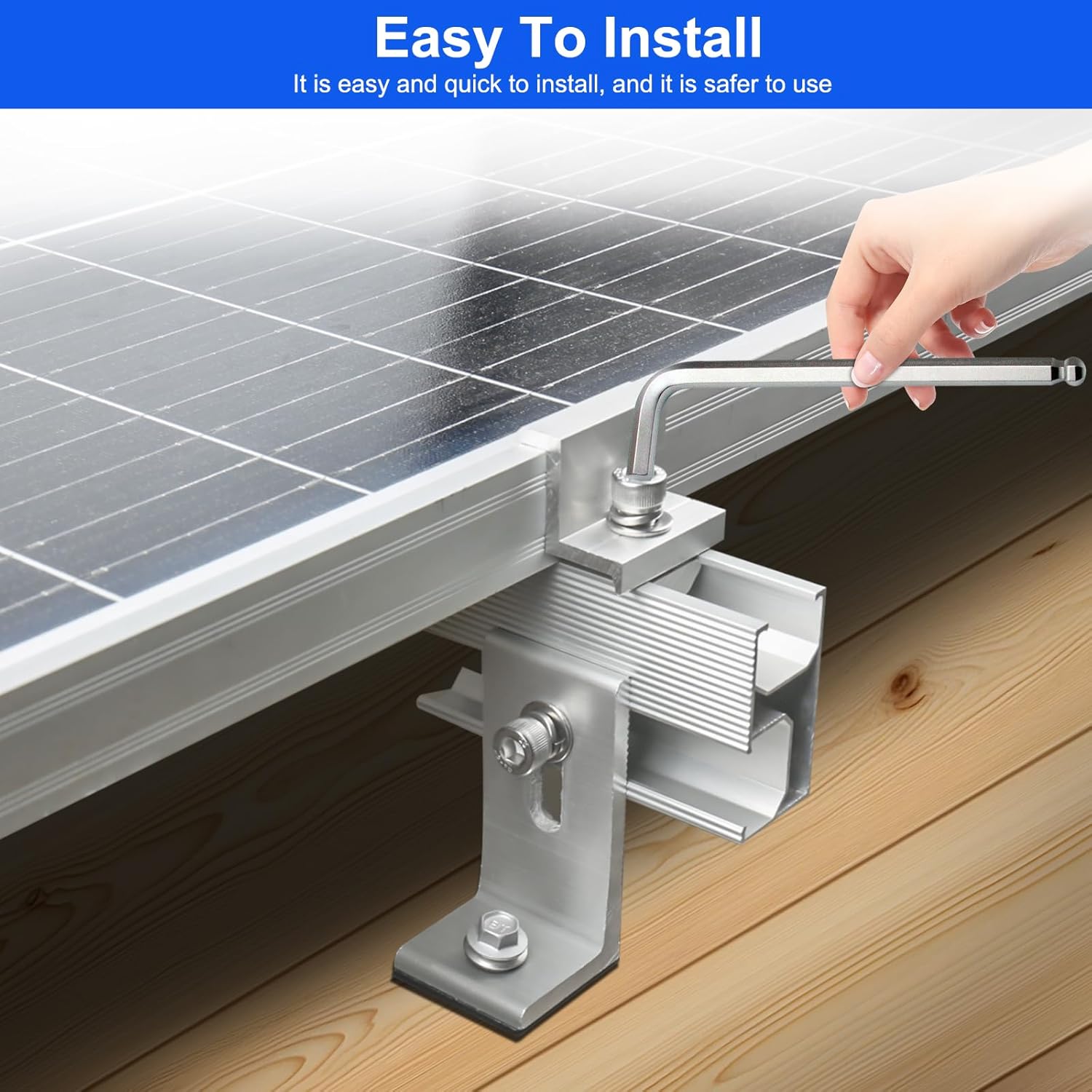 10PCS Solar Panel Mounting Brackets, Solar Panel Mount for 1-4PCS Thickness 1.4” Solar Panels, Solar Panel Brackets with 10x 6 Mini Rails 4X Water Drain Clips for Shingle,Slate,Metal and Tin Roof