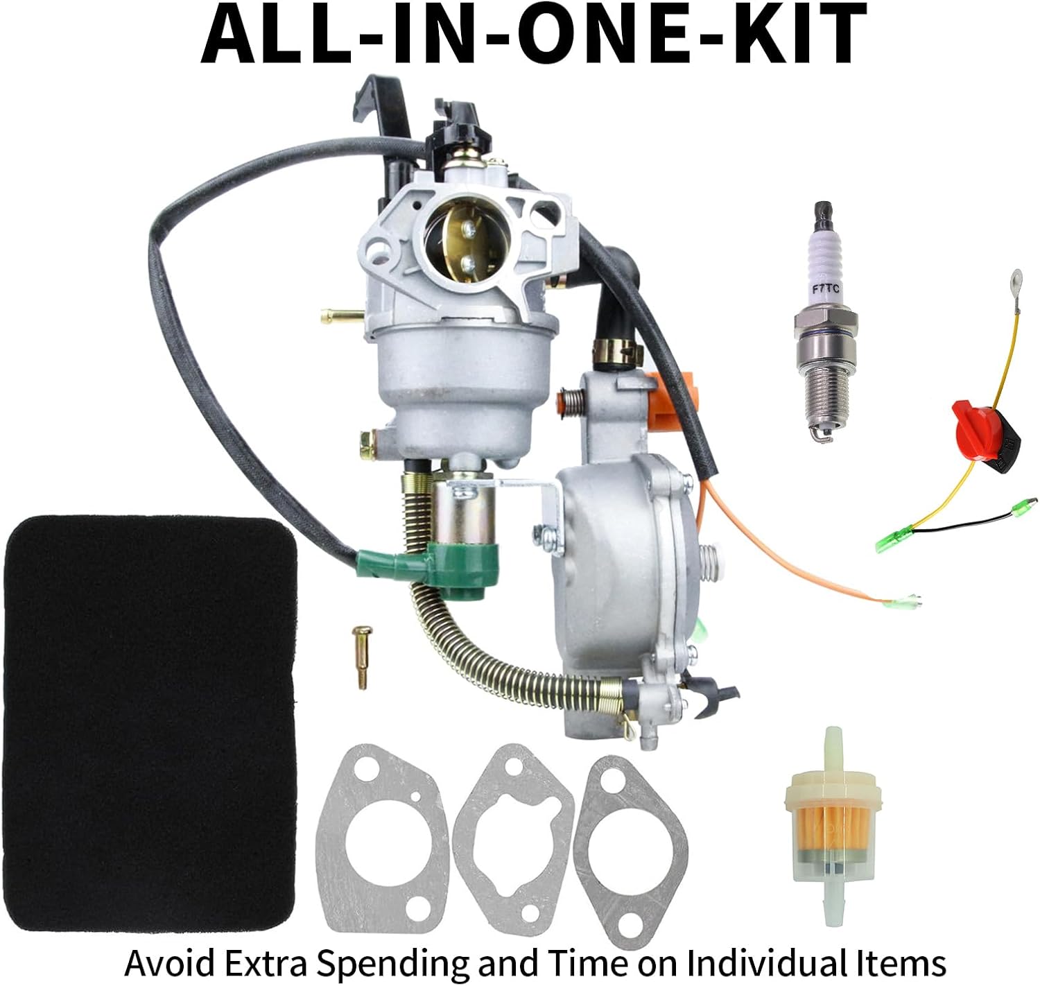 GX390 LPG/NG Generator Carburetor Dual Fuel Conversion Kit for Predator 8500 8750 7000 9000 188F 190F Generator Replace for Honda GX270 GX340 389cc 420cc Engine (with air filter)