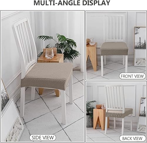 Miniatura 2 de JININQ Chair Seat Covers for Dining Room Stretch Jacquard Removable Washable Anti-Dust Chair Seat Slipcovers Protector for Kitchen Office Party