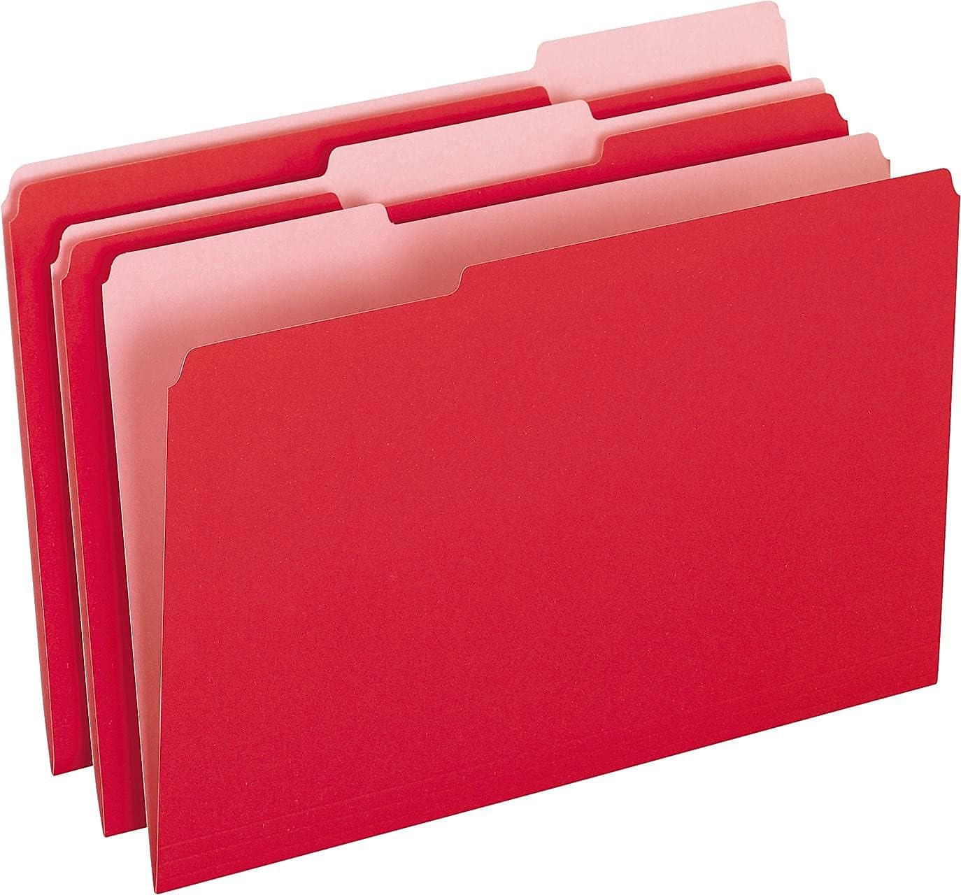 Pendaflex Two-Tone Color File Folders, Legal Size, Red, 1/3 Cut, 100/BX (153 1/3 RED)