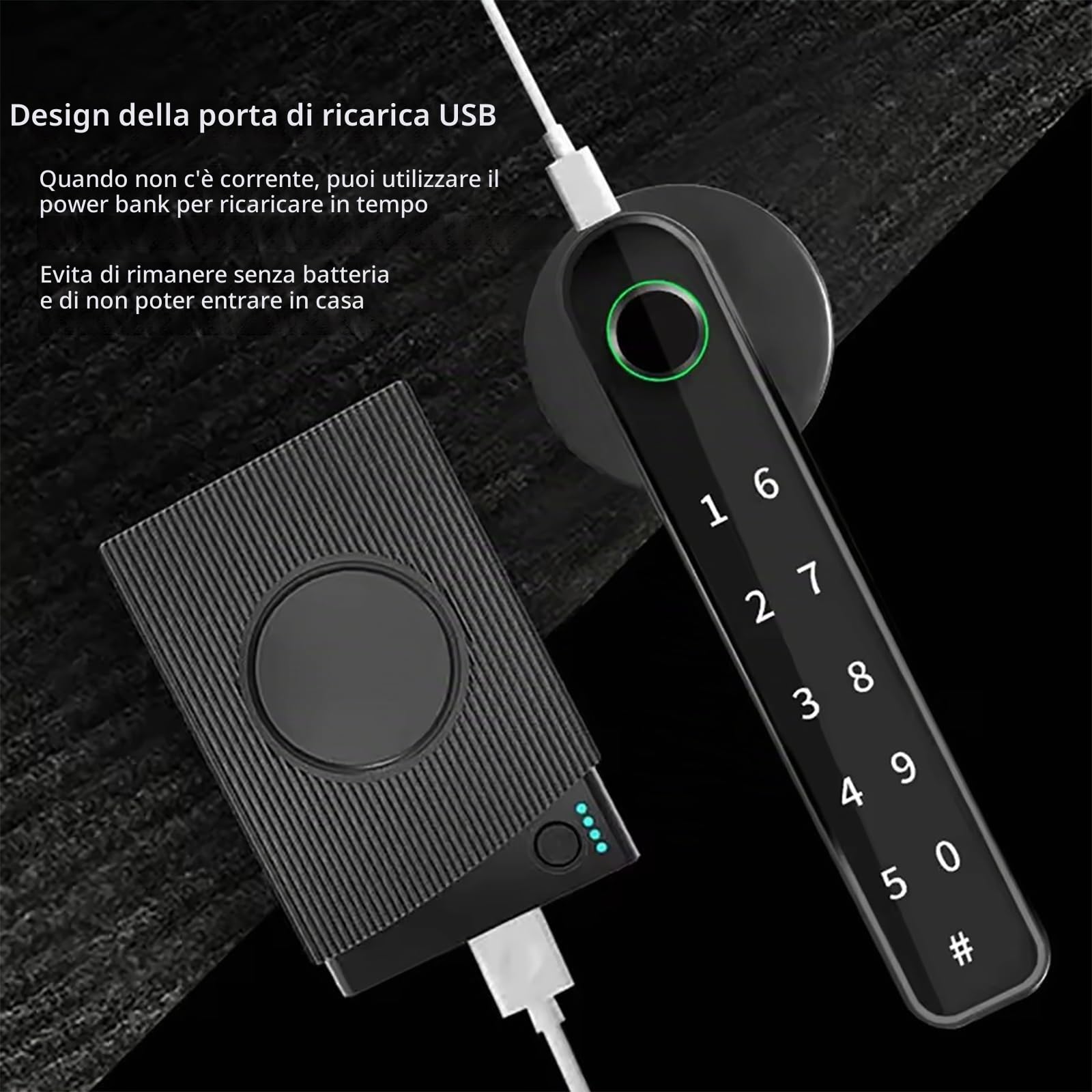 NEWFUN Serratura Smart, Serratura Smart Porta Blindata, Adatto per Porte Interne con Uno Spessore Compreso tra 35 e 55 Millimetri, Quattro Varianti di Apertura, Nero
