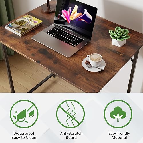 Miniatura 30 de YRLLENSDAN Escritorio grande de madera, escritorio para juegos de 48 pulgadas, escritorio moderno para escritura, estación de trabajo, mesa de