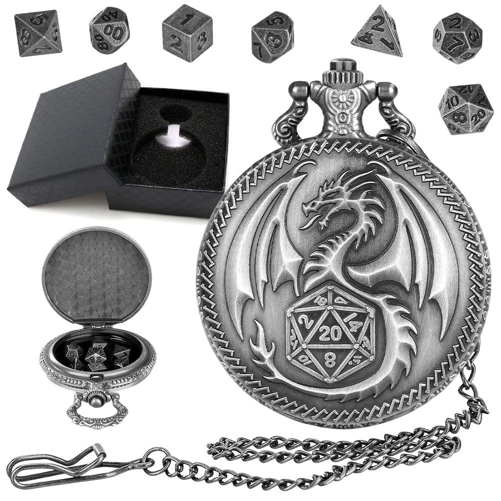 Mini DND Dobbelstenen Set Met Steampunk Bronzen Holle Geval Voor Zakhorloge 7 Stuks Veelvlakkige Metalen Dobbelstenen Set Dungeons And Dragons Geschenken