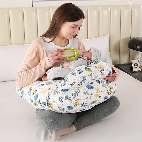 Miniatura 5 de BATTOP Almohada de lactancia para lactancia materna más apoyo para mamá, almohada de alimentación con funda extraíble y correa de cintura ajustable,
