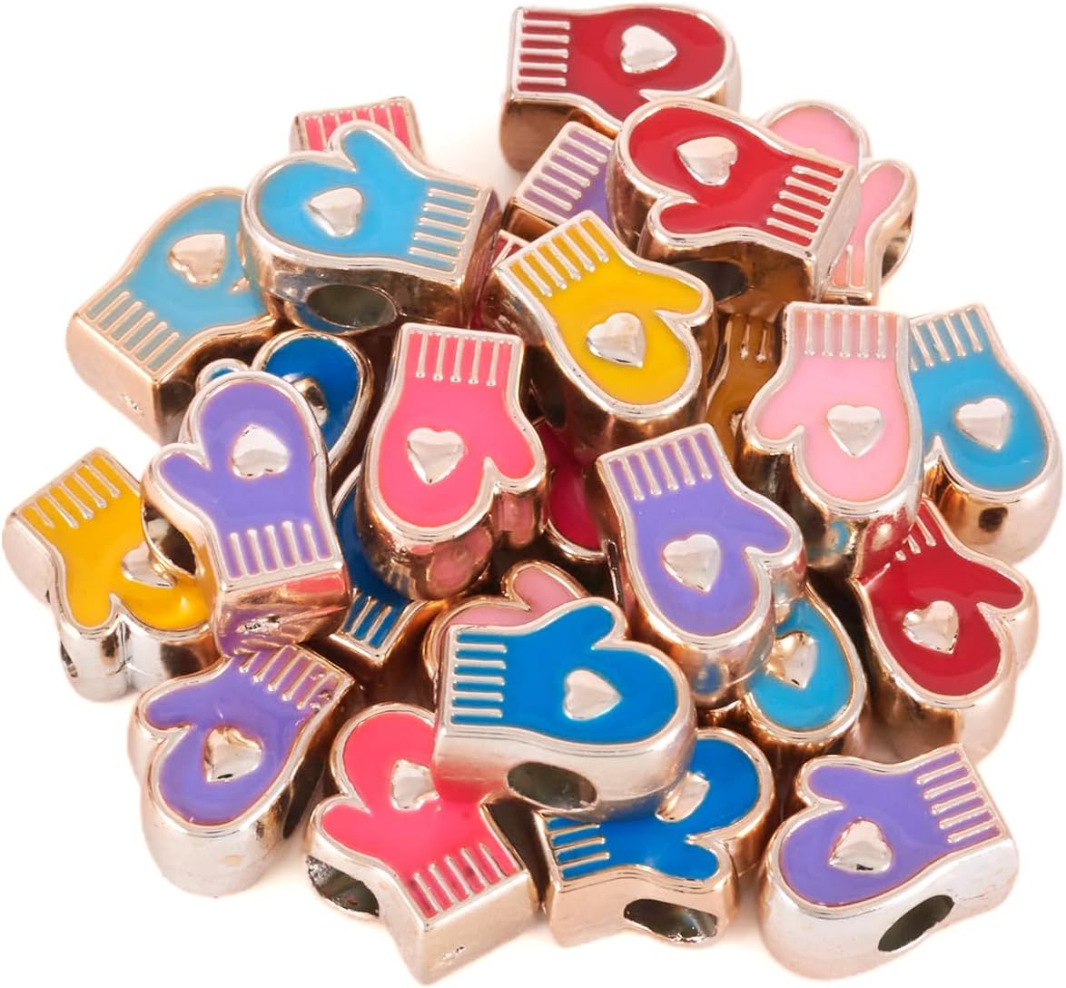 Craftdady 100Pcs Enamel Owl Animal European Beads Large Hole Mixed Colors Bird Adorable Spacer Loose Beads 12x9mm for Jewelry Making Hole: 5mm