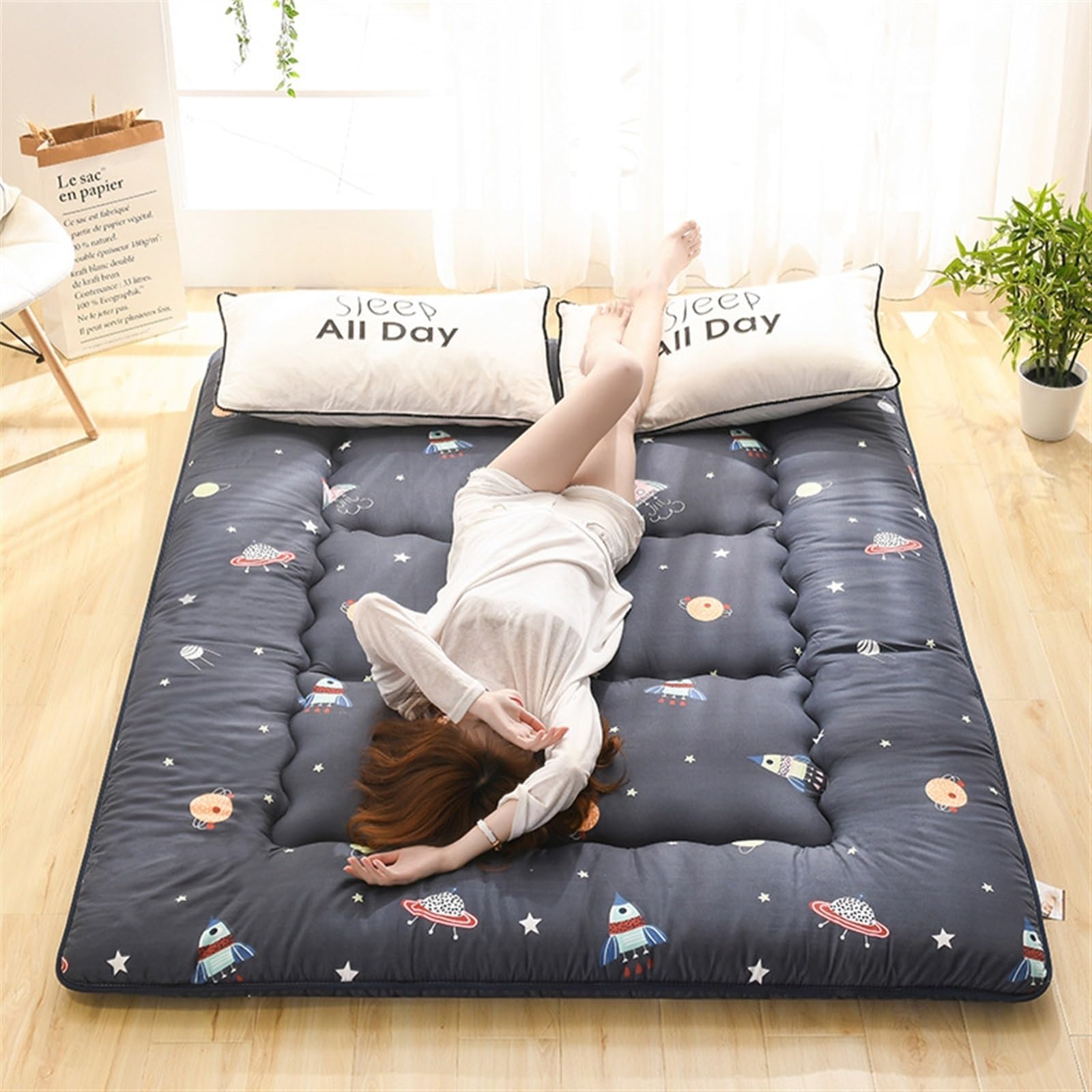 Divano Letto Futon,Letto Giapponese Pieghevole,Materasso Per Ospiti Da Pavimento,Futon Matrimoniale,Matrimoniale King Size,Materassino Portatile Per Dormitorio,Arrotolabile Da Viaggio E Campeggio(D,Ki