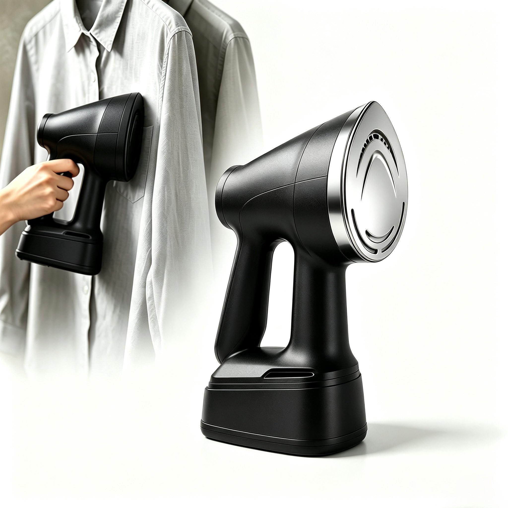 Vaporetto 1500W con Aspirazione 2-in-1 per Abiti Black