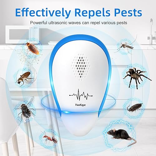 Miniatura 2 de Repelente ultrasónico de plagas, 6 paquetes, repelente de plagas con enchufe ultrasónico, repelente para interiores para asesinos de cucarachas,