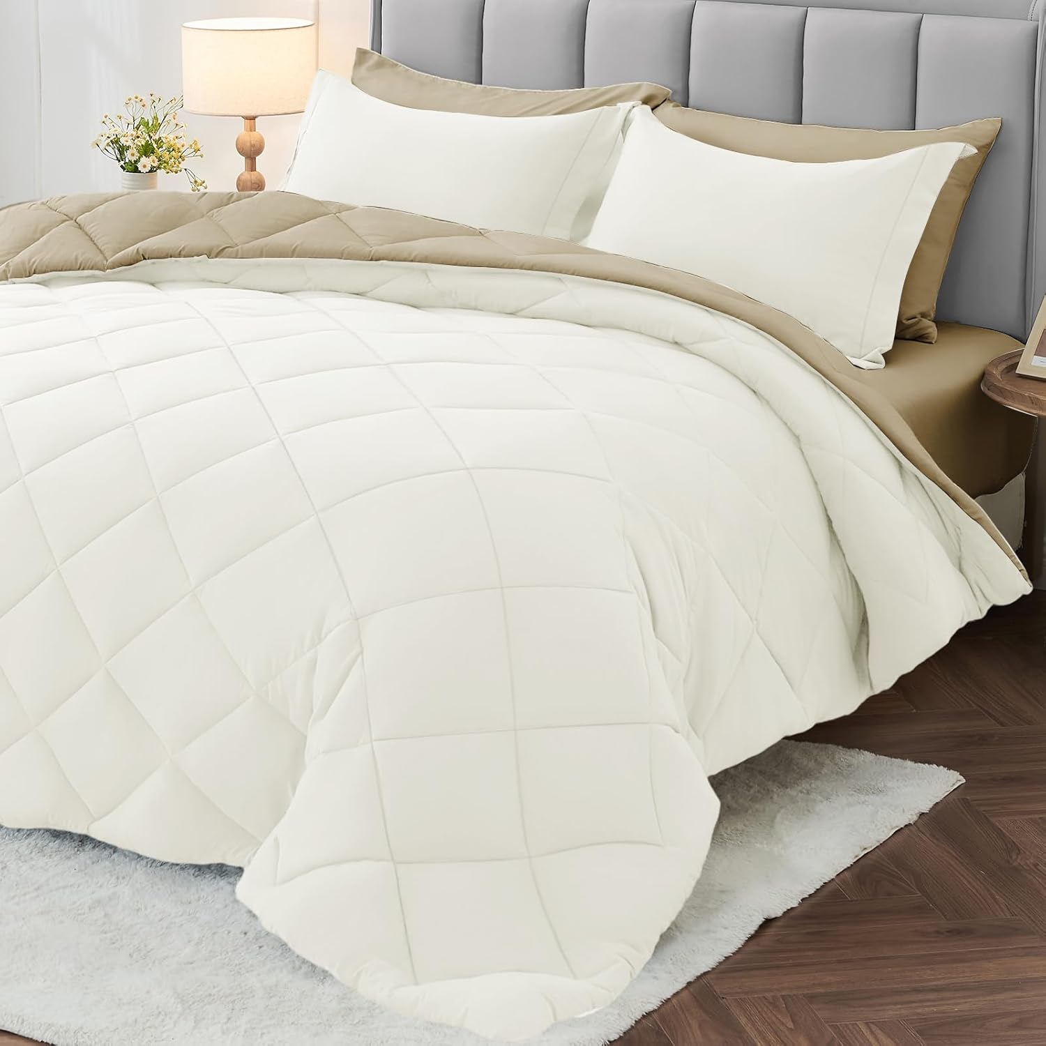 MUXHOMO 7-Piece Full Comforter Set - Reversible Bedding