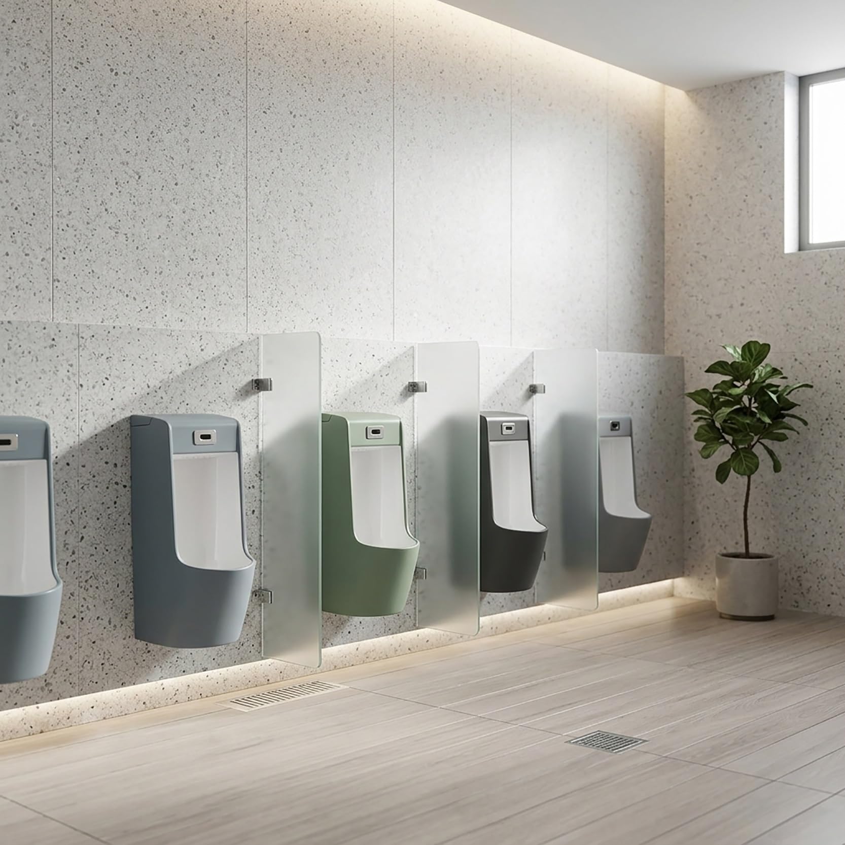 Automatyczny pisuar z czujnikiem dla mężczyzn, naścienny ceramiczny design z inteligentnym zaworem spłukującym, odporny na zachlapanie wodospadem, do użytku komercyjnego i domowego