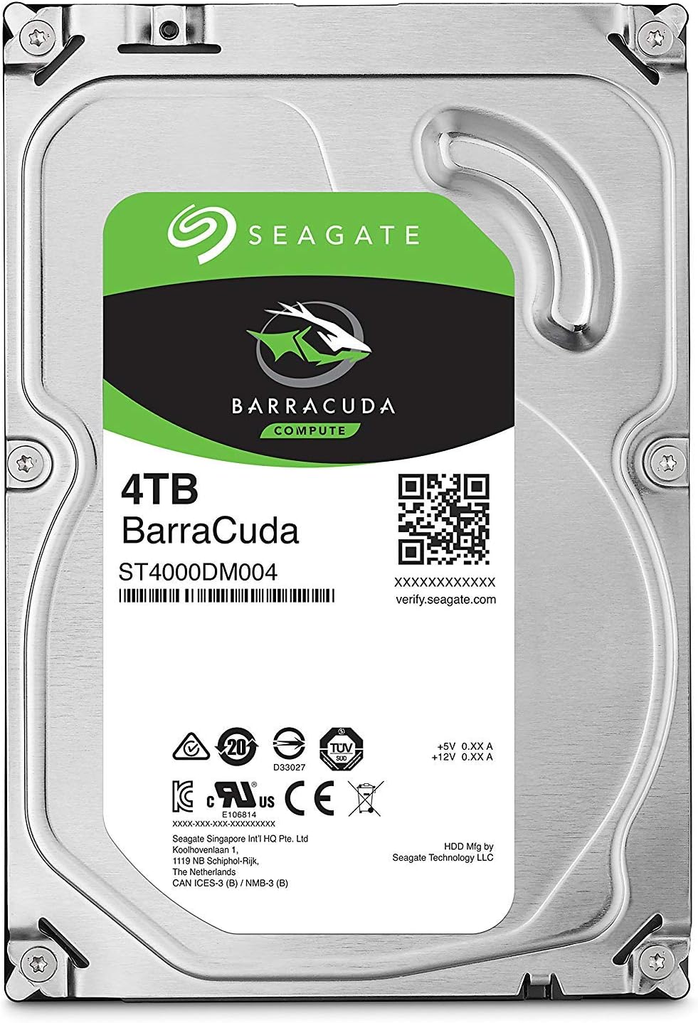 Seagate 4TB BarraCuda ST4000DM004 HDD 3,5'' SATA 6Gb/s 256MB Cache - Interno Per PC