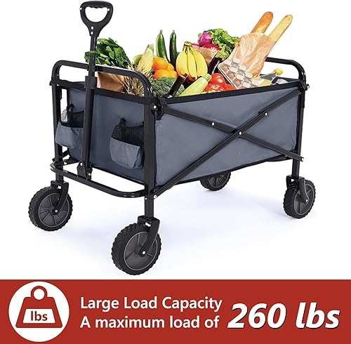 Miniatura 6 de ABCCANOPY Carro plegable plegable para uso general, para jardín, compras, camping, gris oscuro