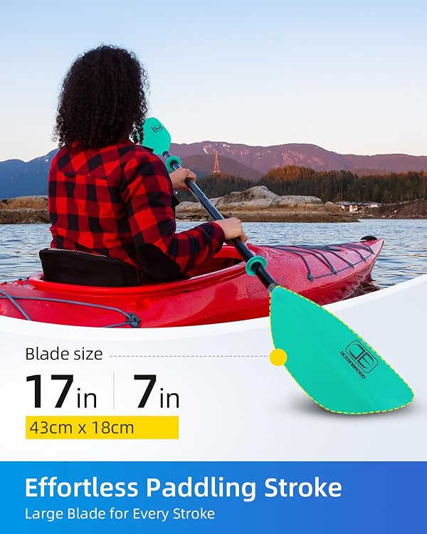 OCEANBROAD Kayak Paddle 86in/218cm Alloy Shaft 2-Piece Floatable Kayak Oar for Kayaking Canoeing Boating, 1 Paddle, Mint Green by OCEANBROAD - Image 4