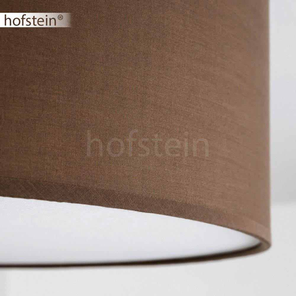HOFSTEIN Deckenleuchte Foggia, runde Deckenlampe aus Metall/Stoff in Nickel-matt/Braun/Weiß, moderne Leuchte im Retro/Vintage-Design (Ø 60 cm), 3 x E27, Wohnzimmer, Esszimmer, Schlafzimmer, Küche