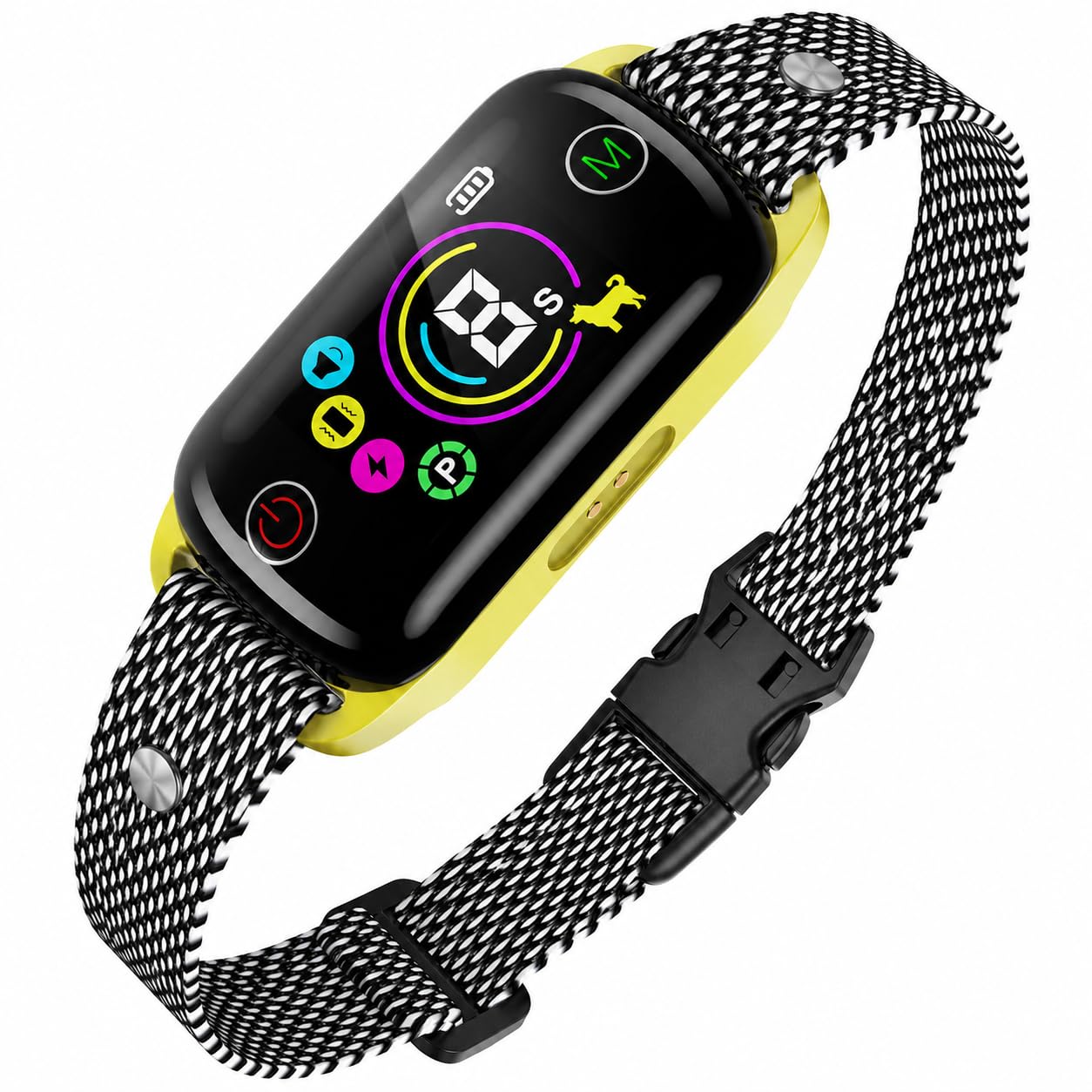 Antibellhalsband für Hunde mit Vibration & Ton, Automatisches Hundehalsband gegen Bellen, Farbdisplay, IP67, Magnetladung, Verstellbares Nylonband
