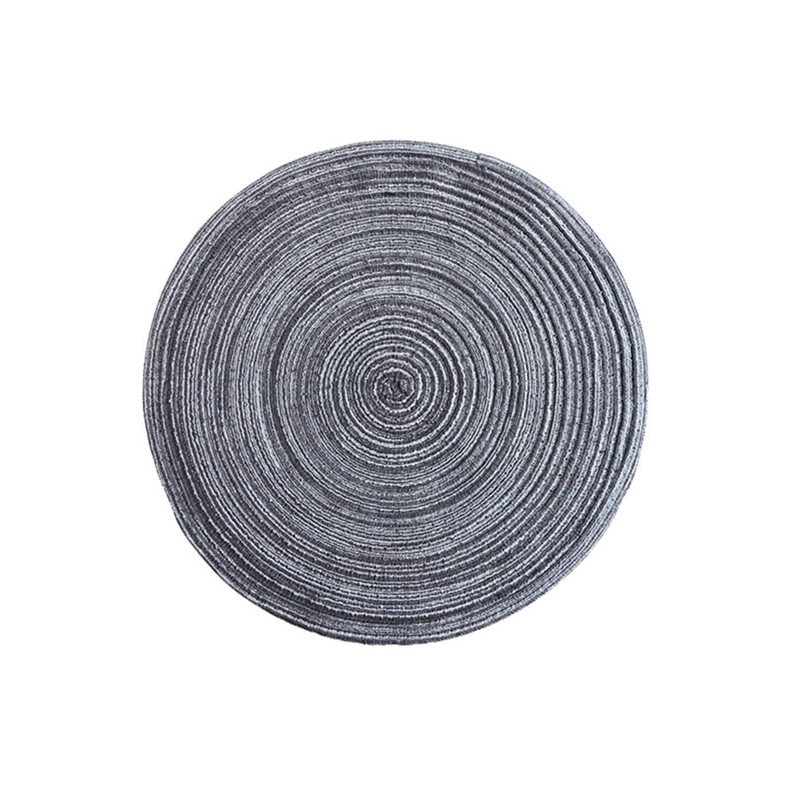 Set de table antidérapant lavable Beydodo lot de 6 napperons ronds tressés 38 cm gris et noir