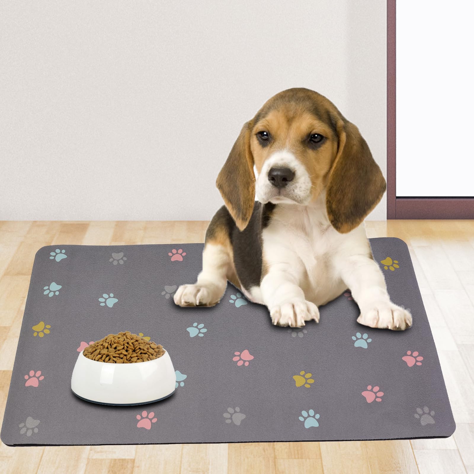 Tappetino Per Ciotole Cani E Gatti Solday - 50x30cm In Silicone Impermeabile Antiscivolo | Grigio Scuro - Foto 12