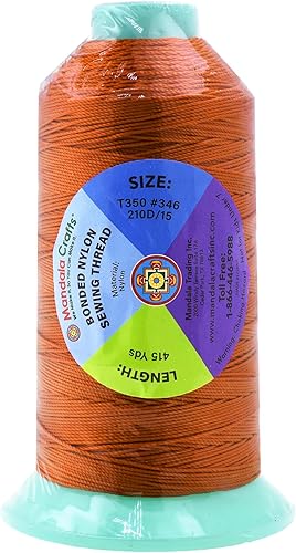 Miniatura 525 de Mandala Crafts Hilos de coser resistentes de nailon consolidado, hilo para tejer jeans de cuero, hilos de tapicería marina al aire libre, Beige