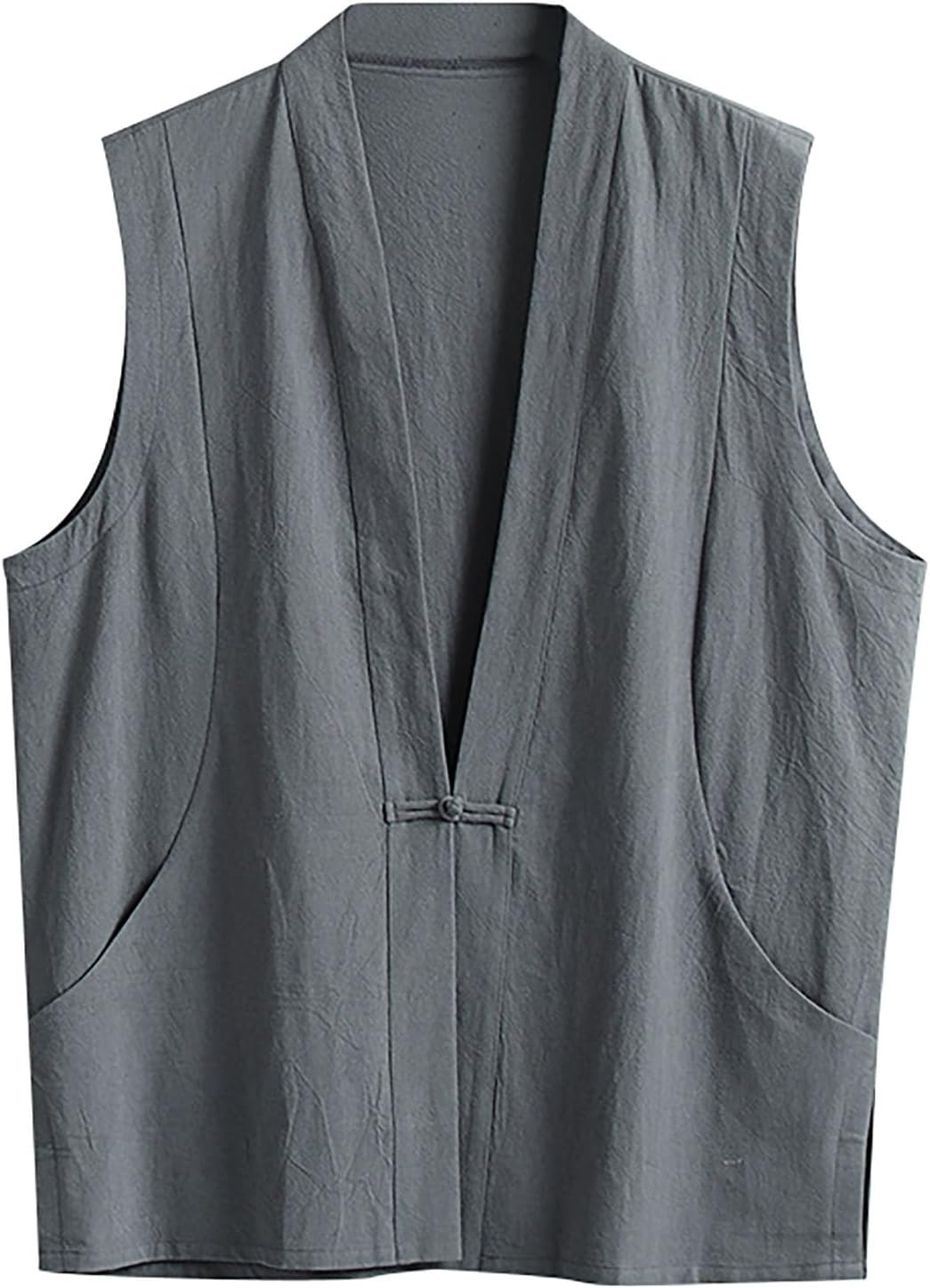 Men's Training Vest Traditional Chinese Handmade Tangzhuang Style Martial Arts Kung Fu Tai Chi Qi Gong Wushu Taekwondo Uniform V-Neck Sports Tank Top Clothing for Men