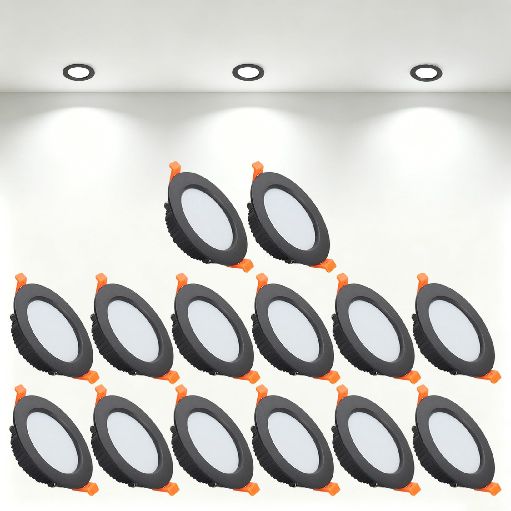 VOGHMOLD 5W Ultra Slim LED Downlight Recessed Ceiling Light 2.5 inch, 6000K Spot Lights Black Aluminum Trim, Cut Φ70-75mm, AC110-240V Panel Lighting for Office Hallway Closet, 14 Pack