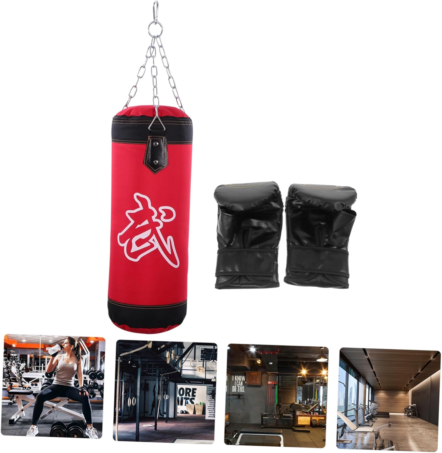 Yardwe Training Set Exercise Kicking Sandbag Gym Bag Punching Bag Hanger Buckle Easy to Clean Fill Dust Sponge Peanut Shell