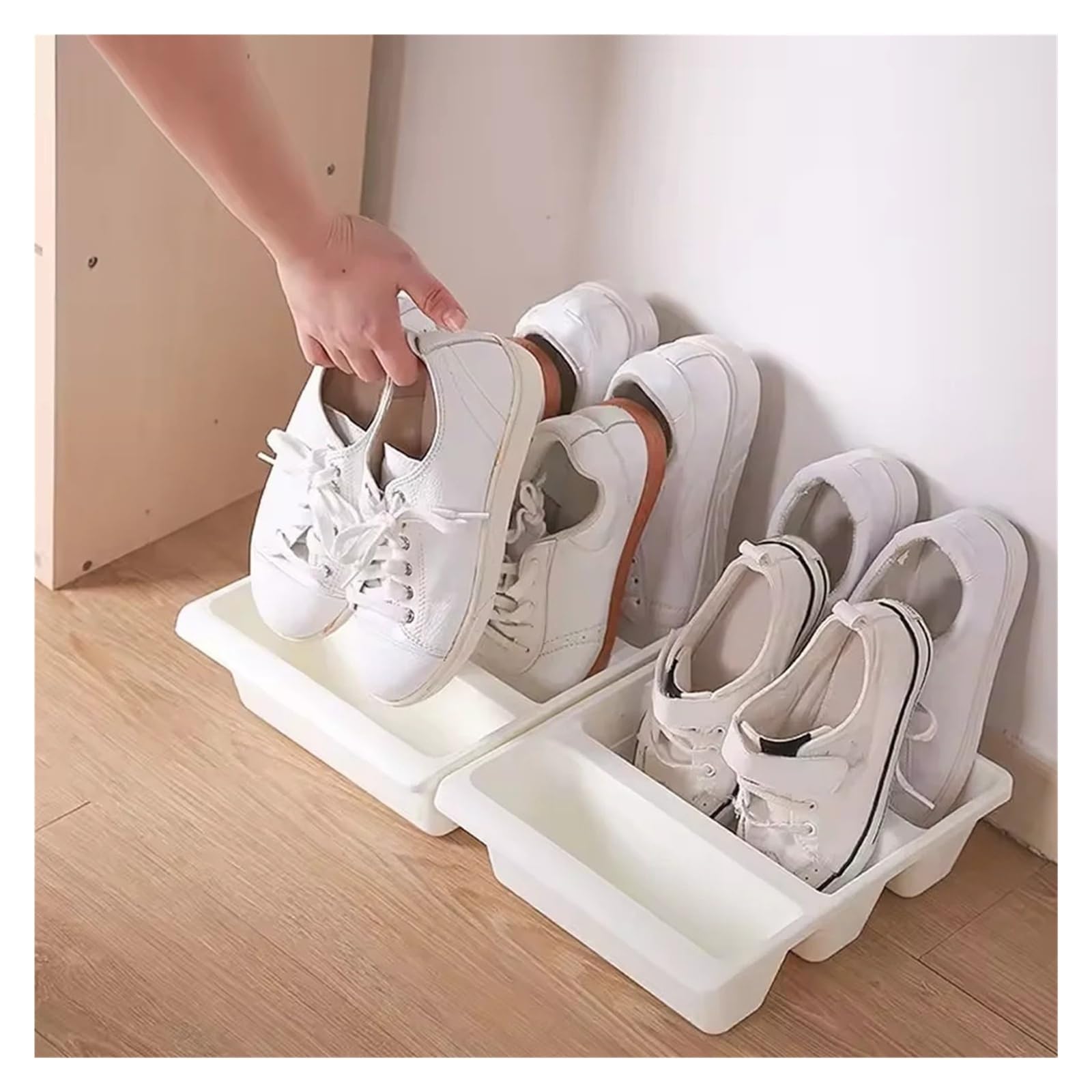 1–10 Stück platzsparender stapelbarer Schuhregal-Organizer, großes Schuhregal, Schrank, Trendige Wohnheim-Aufbewahrungsbox, unverzichtbar for die Vermietung(Dark Grey 5pcs)