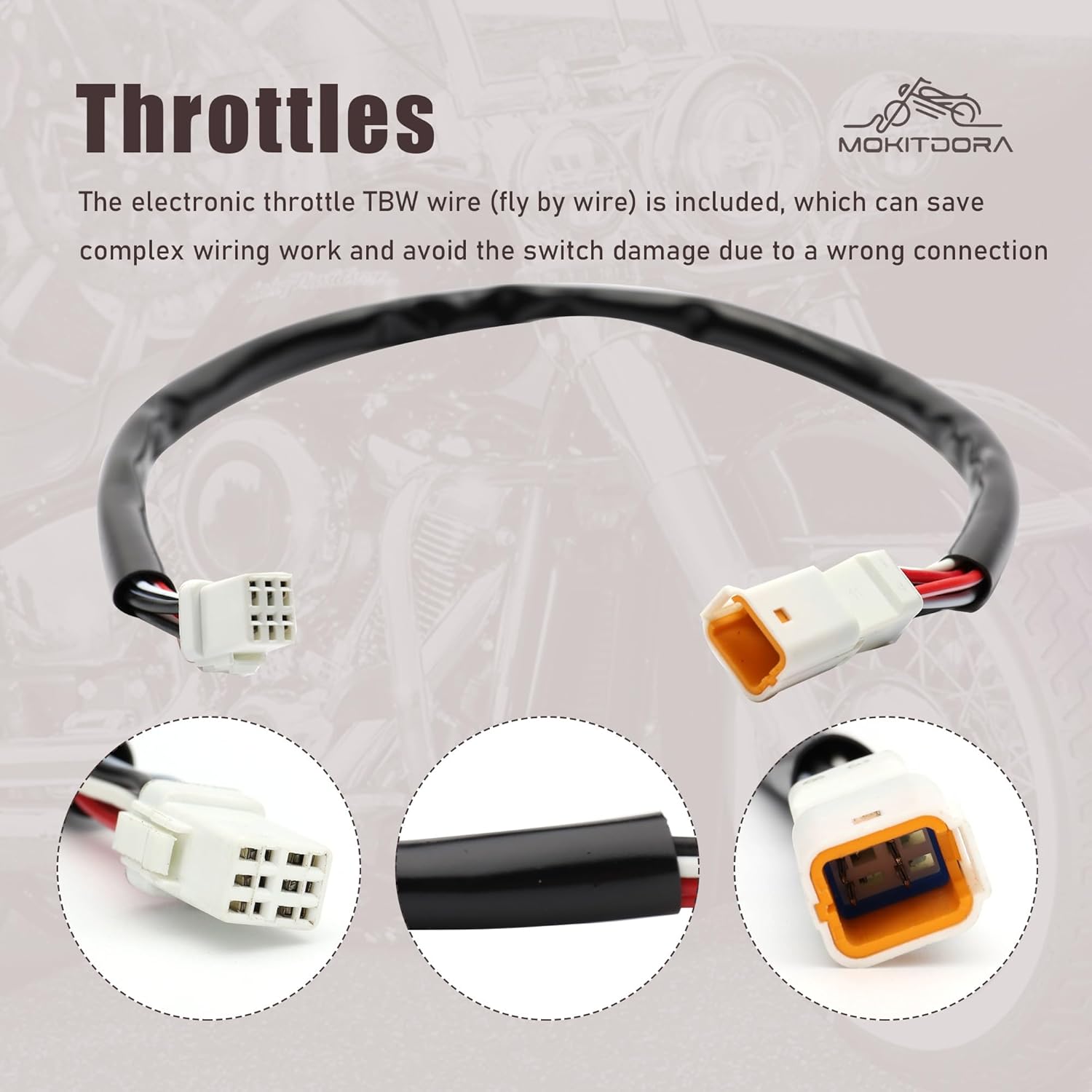 MoKitDora Softail 16" Handlebar Extended Cable Kit Brake Line Clutch Cable Electronic Throttle by Wire CAN-Bus Turn Signal Wiring Harness for 2018-2024 Harley Models with ABS, Black