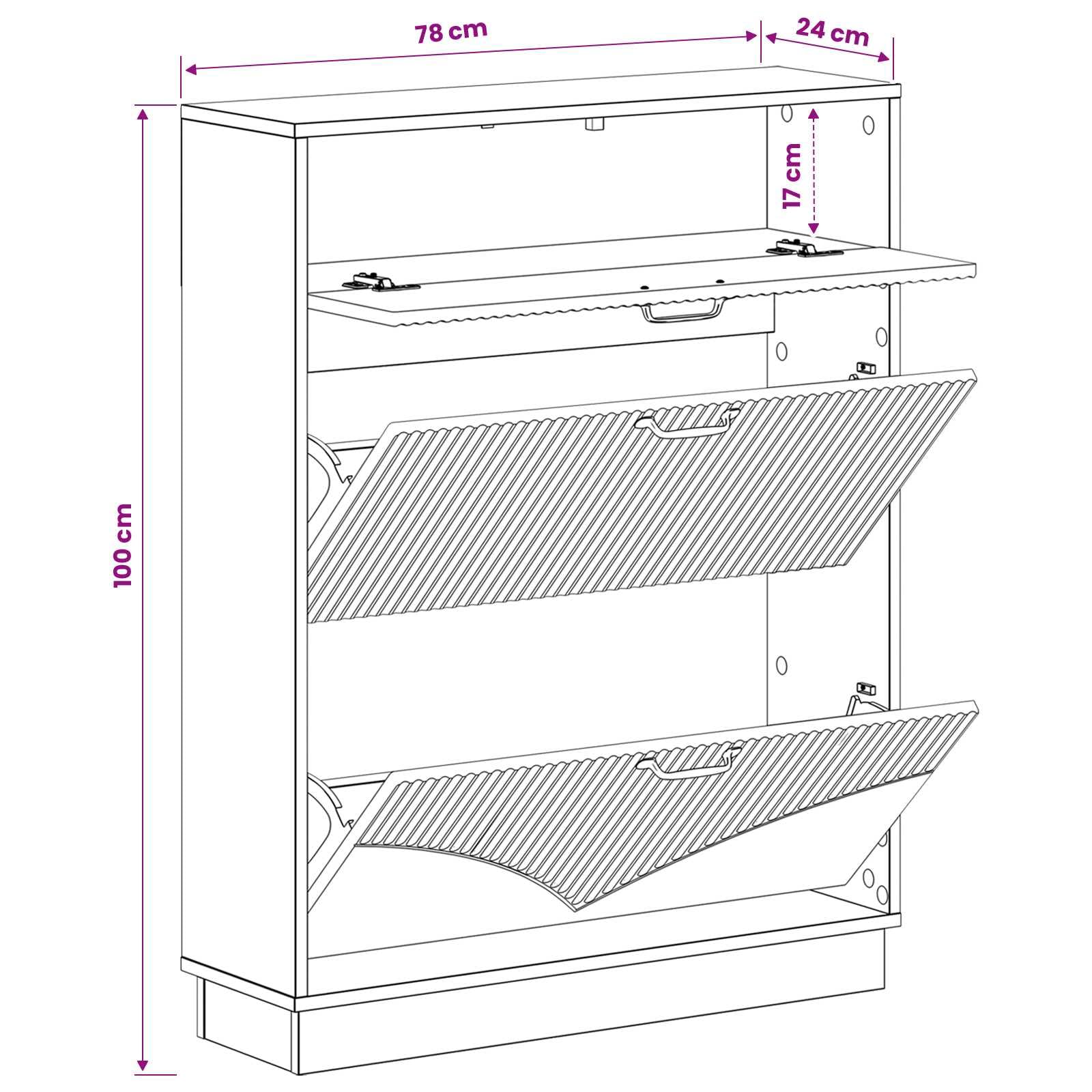 Armoire à Chaussures HOORN 78x24x100 cm Bois Composite Blanc