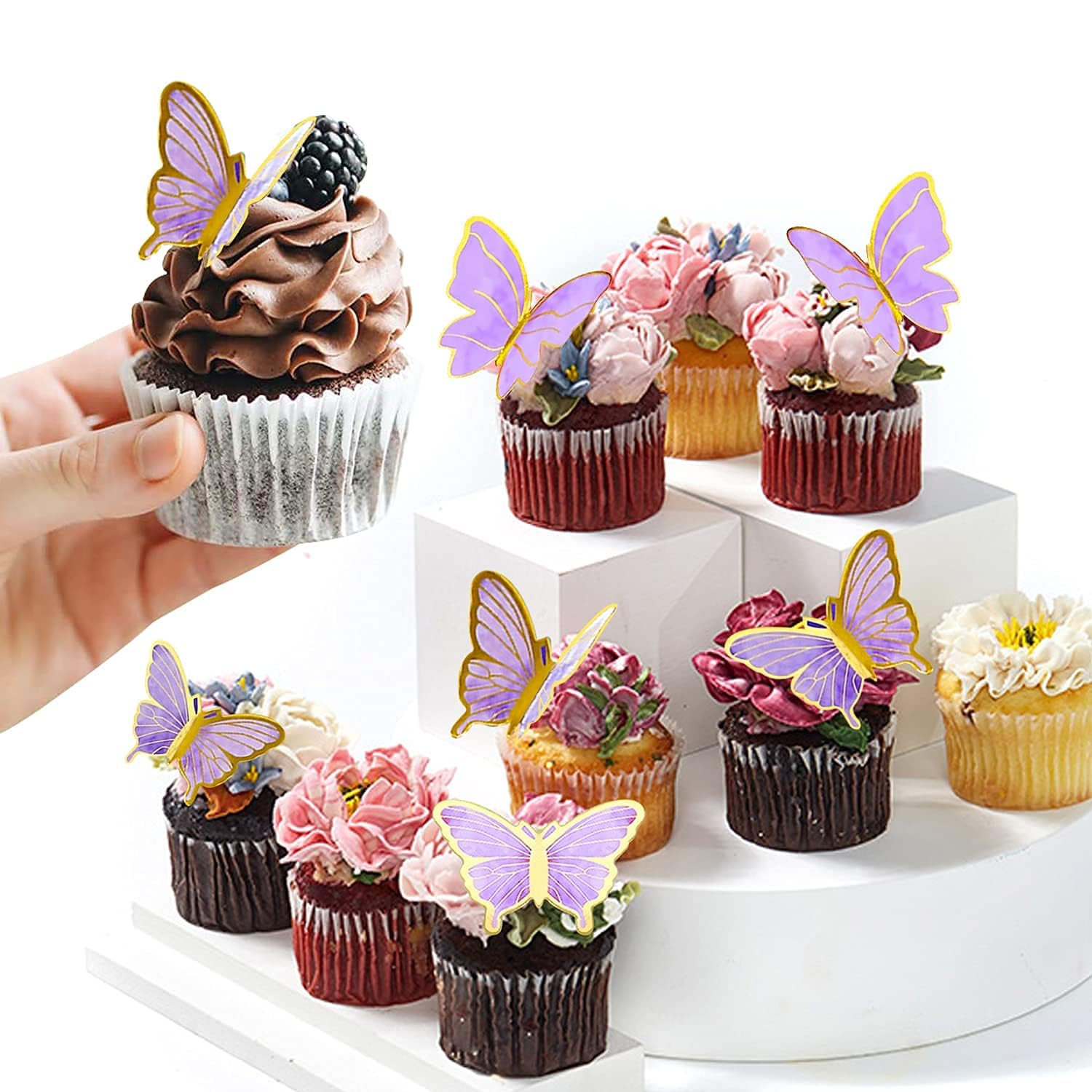 30 Schmetterling-Kuchenaufsätze + 1 Happy Birthday-Topper – Bunt, 3D-Papier | Für Geburtstag, Hochzeit, Party-Deko