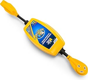 Camco Power Grip Camper/RV 30-Amp Voltage Protector - Features Integrated Surge Protection of Up to 2,800 Joules & Diagnostic LEDs Indicate Wiring Faults (55301)
