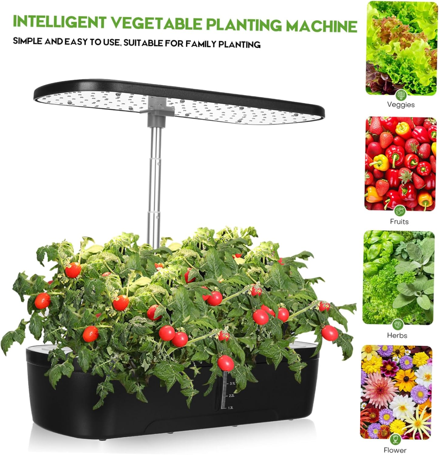 Indoor Hydroponic Growing System 12-Pocket Intelligent Gardening Kit Auto Watering