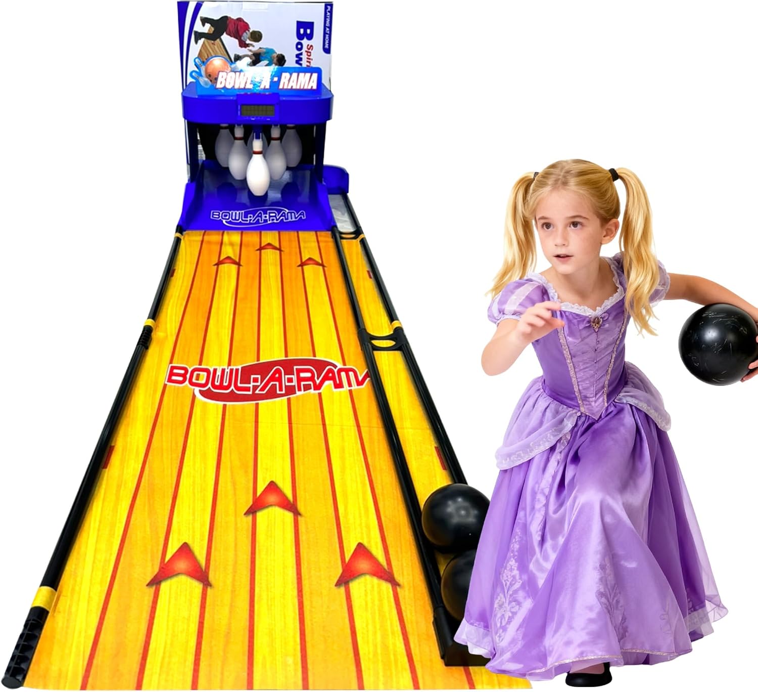 Indoor Bowling Alley Game for Kids & Adults, Electronic Bowling Ball Console, with Automatic Reset, LED Scoreboard & Realistic Sound Effects, for Children and Adults