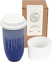 Vista 7 de NOVA CERAMICS Taza de Viaje Grapefruit de 12oz - Vaso de Café Para Llevar Con Tapa - Apto para Microondas y Lavavajillas - Diseño Único