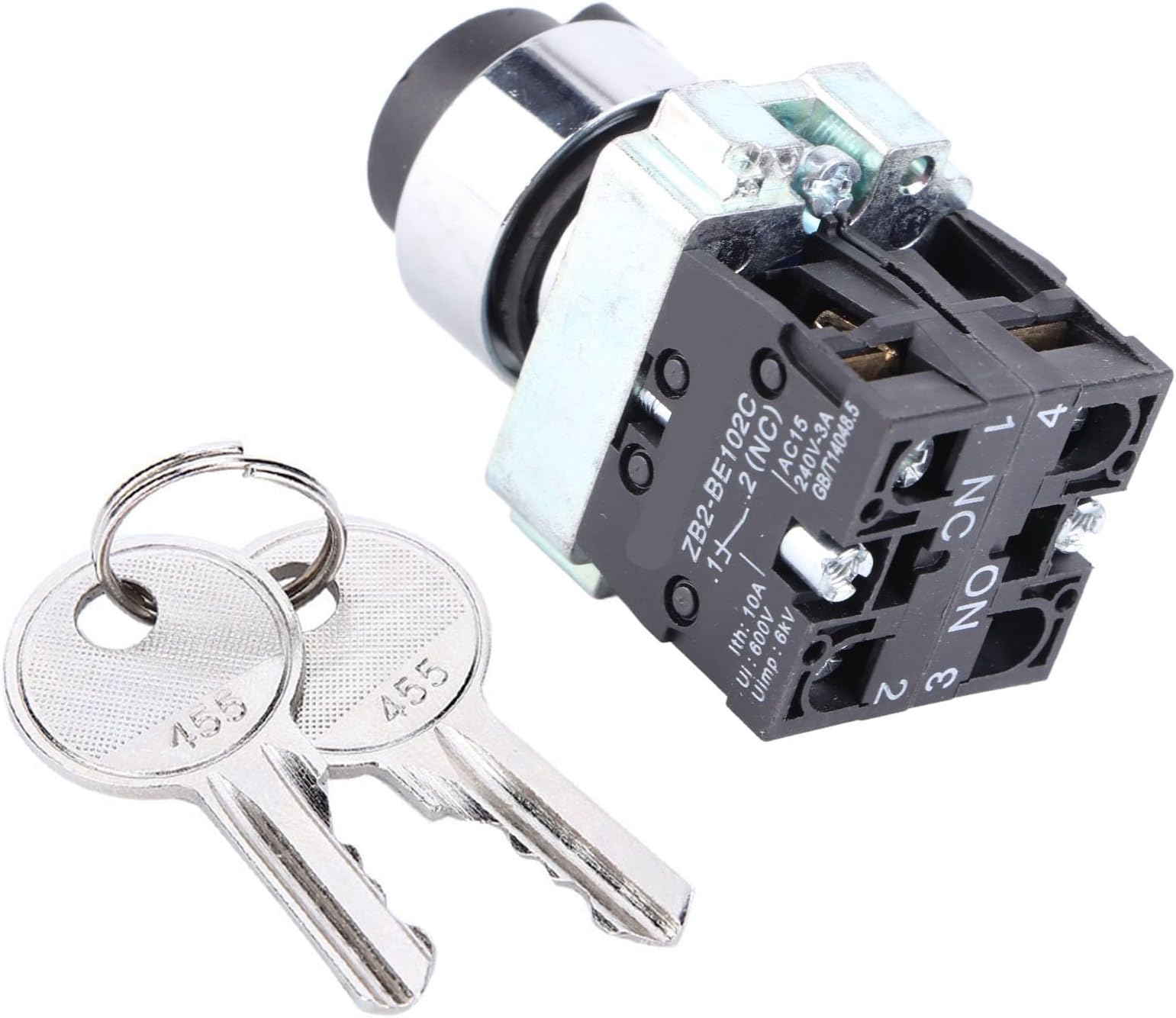 Taidda 2 Position Self-Reset Key Switch with Silver Contact Mechanism for Home Security, 240V-3A Power Locking Key Switch for Office Use Plastic/White 1 X + 2 X