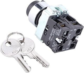 Ignition Switch with Key, ZB2‑BE101 ZB2‑BE102C with 2 Keys 2 Position Key Switch, Self Reset Power Lock Conversion for Electrical Equipment Control