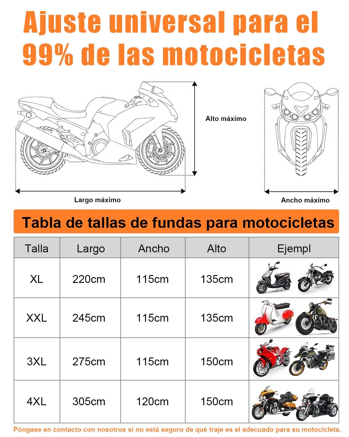 Funda Moto Impermeable Totalmente Cerrada, 220 x 115 x 135 cm | Protección Integral de 360°, Prueba de viento y Polvo, Protección UV, Material Oxford 420D para Scooter Ciclomotor Motocross