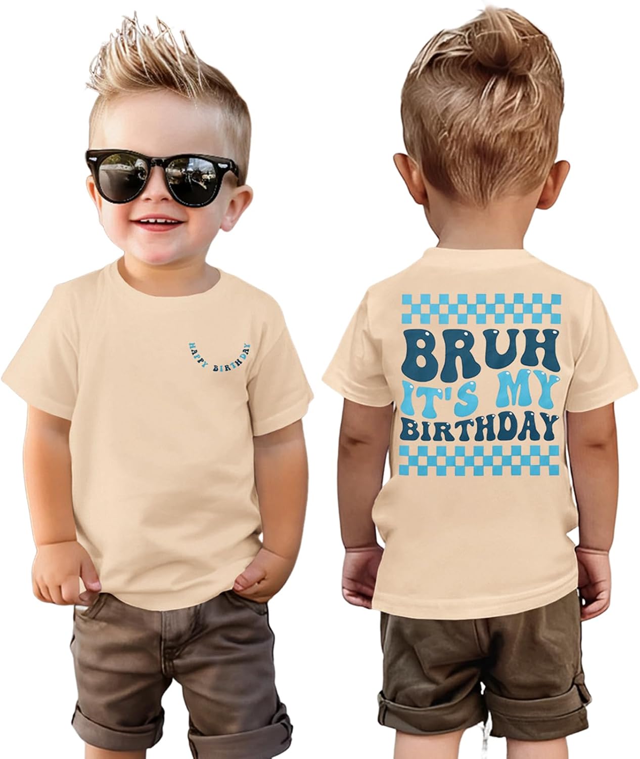 GLIGLITTR Toddler Baby Boy Birthday Shirt Bruh It's My Birthday Tshirt 2nd 3rd 4th 5th 6th Boys Happy Bday Party Outfits Tops